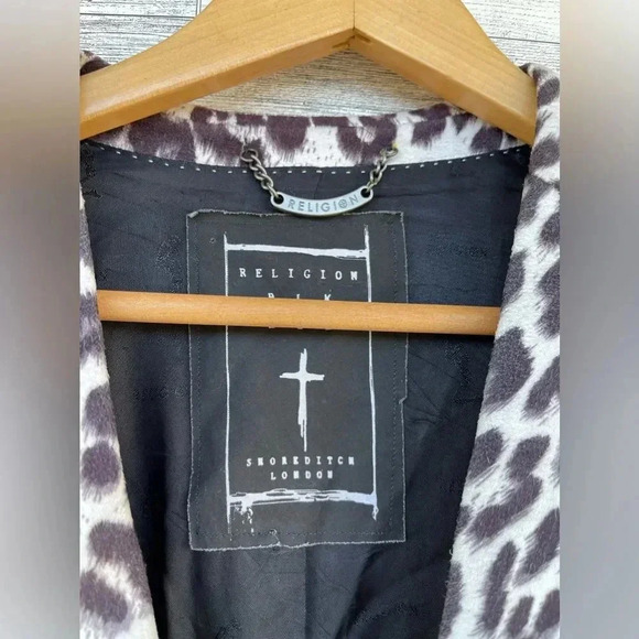 Religion Skinny Blazer With Leopard Lapel size medium - Picture 9 of 17